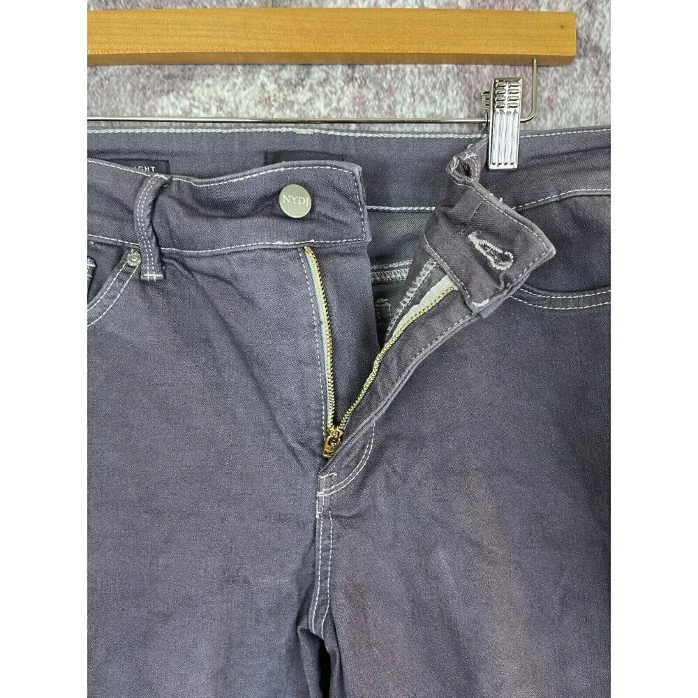 NYDJ Jeans Womens 12 Marilyn Straight Light Blue Acid‎ Wash Coastal Hippie Boho